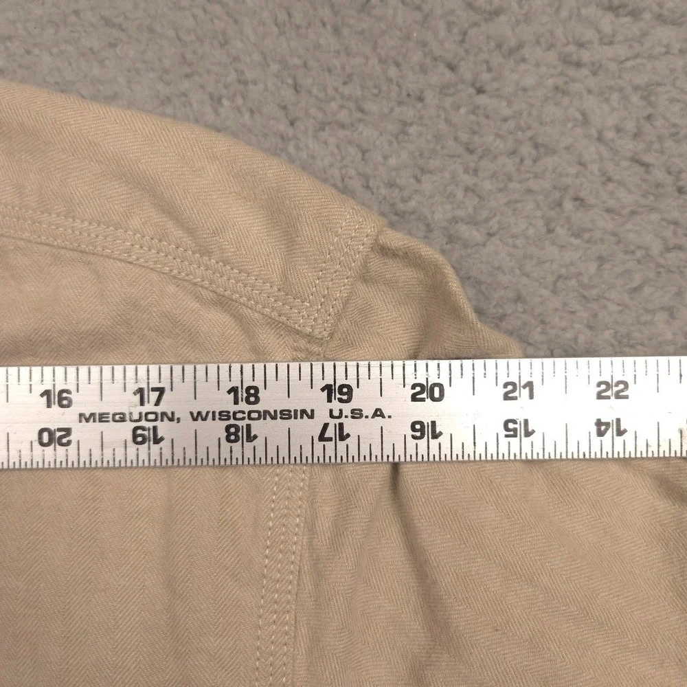 The North Face Button Down Shirt Mens XXL Tan Long Sleeve Cotton Hiking Outdoors
